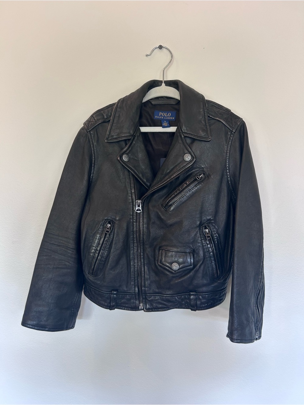 Polo by Ralph Lauren Black Leather Moto-Style Jacket